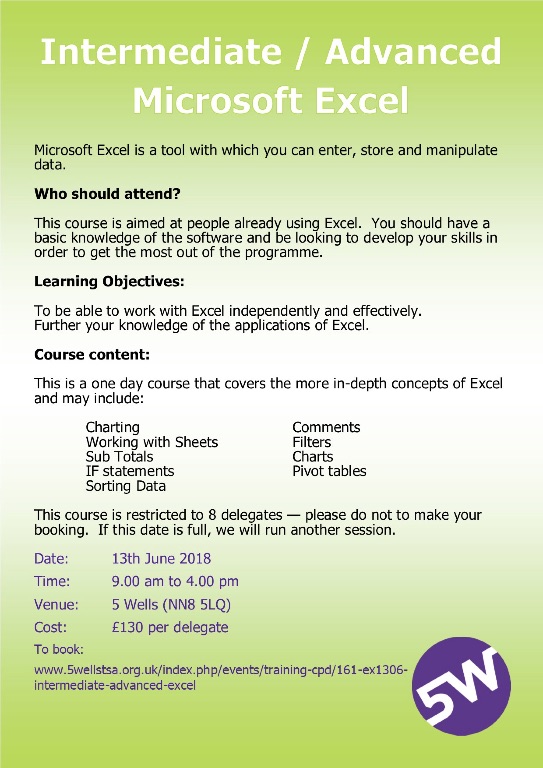 Excel Training with Tresham 13 06 18